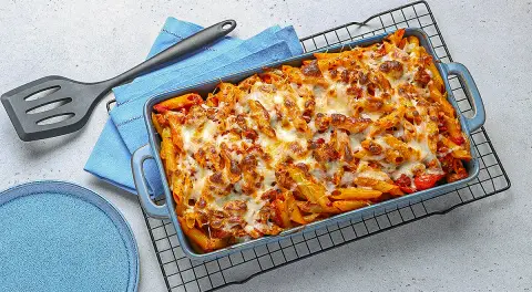 Паста аль форно с колбасками